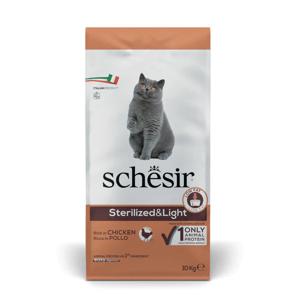 Schesir Sterilized  Light Ricco in Pollo 10kg - Crocchette per Gatti Schesir Sterilized  Light Ricco in Pollo 10kg - Crocchette per Gatti